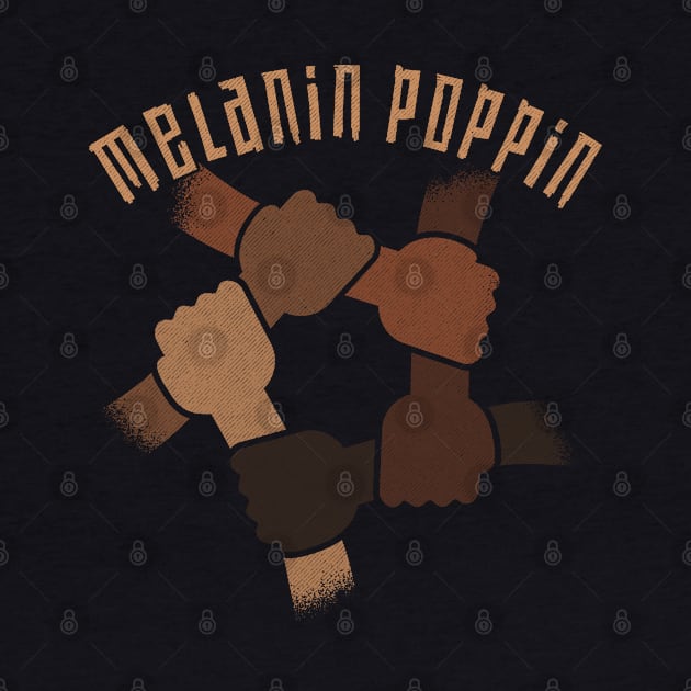 Melanin Poppin black hands holding together BLM by opippi